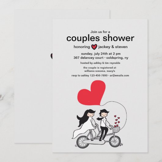 Uitnodiging voor Bruidspaar Shower In Love Gift Co (Voorkant / Achterkant)