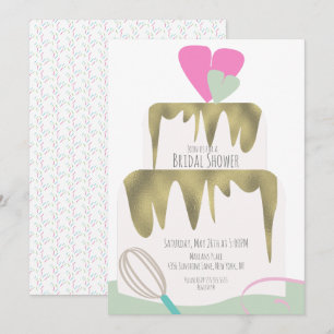 Uitnodiging voor bruidssalon cake whisk swirl