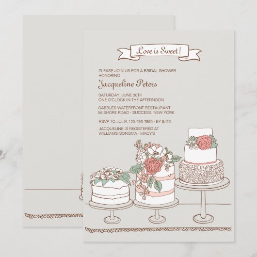 Uitnodiging voor bruidstaarten (Voorkant / Achterkant)