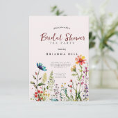 Uitnodiging voor bruidstee, wilde bloem wilde bloe (Staand voorkant)