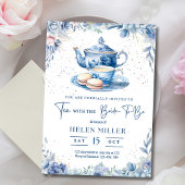 Uitnodiging voor bruidsthee, bruiloft brunch blauw