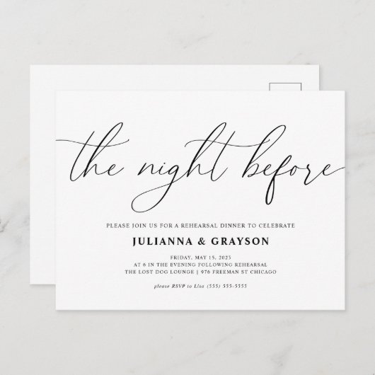 Uitnodiging Voor Bruilofoefenavond (Voorkant / Achterkant)