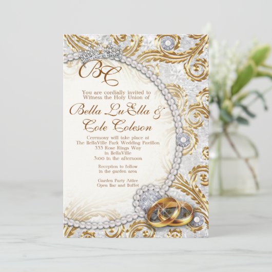 Uitnodiging voor bruiloft (Staand voorkant)