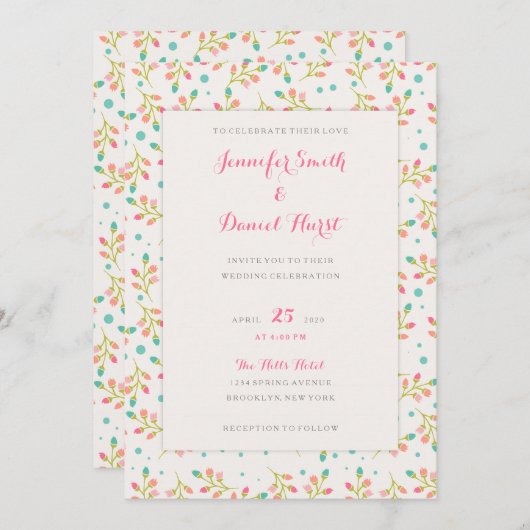 Uitnodiging voor bruiloft (Voorkant / Achterkant)