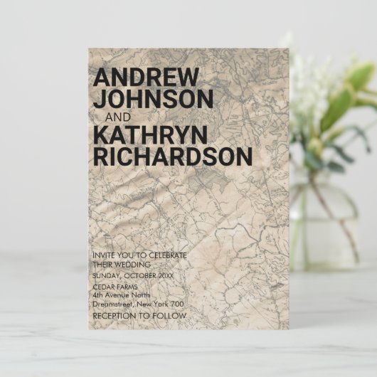 Uitnodiging voor  bruiloft (Staand voorkant)