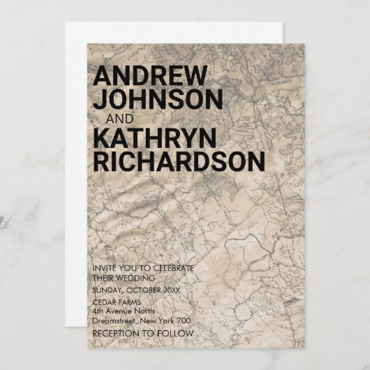 Uitnodiging voor bruiloft (Voorkant / Achterkant)