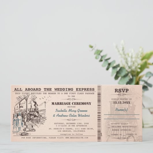 Uitnodiging voor bruiloft (Staand voorkant)