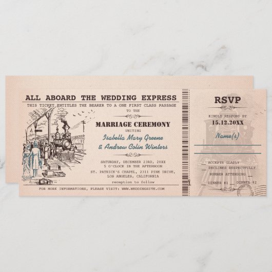 Uitnodiging voor bruiloft (Voorkant / Achterkant)