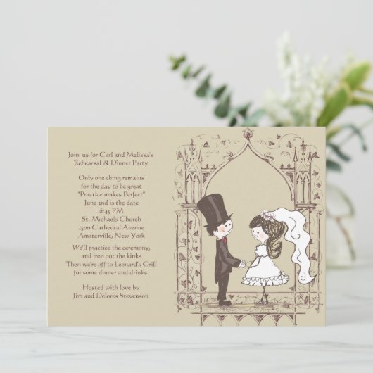 Uitnodiging voor bruiloft (Staand voorkant)