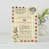 Uitnodiging voor bruiloft "Alice in Wonderland" 5x (Staand voorkant)