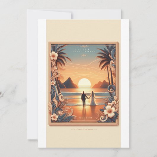 Uitnodiging voor bruiloft bij zonsondergang aan he (Voorkant)