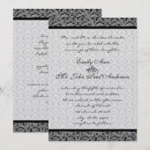 uitnodiging voor bruiloft Black Damask Wedding (Voorkant / Achterkant)