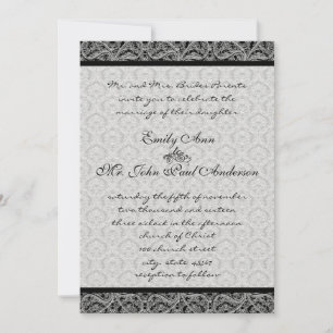 uitnodiging voor bruiloft Black Damask Wedding