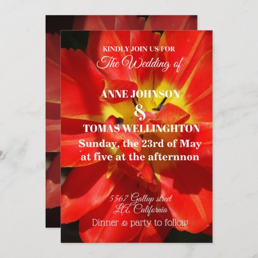 Uitnodiging voor bruiloft, botanische foto (Voorkant / Achterkant)