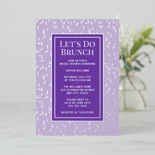 Uitnodiging voor bruiloft brunch met eigen bloemmo (Staand Voorkant)