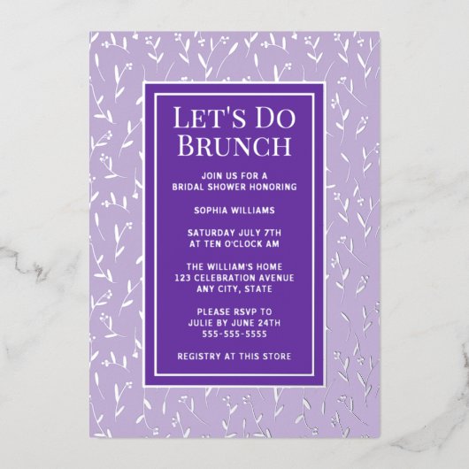 Uitnodiging voor bruiloft brunch met eigen tekst e (Voorkant)