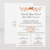 Uitnodiging voor bruiloft ceremonie, herfst verlaa (Voorkant / Achterkant)