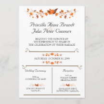 Uitnodiging voor bruiloft ceremonie, herfst verlaa