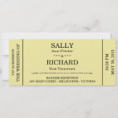 Uitnodiging voor bruiloft (concertkaartje gestouwd (Voorkant)