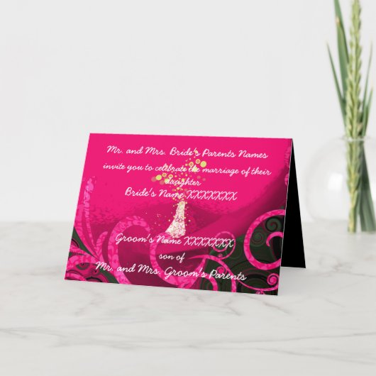 Uitnodiging voor bruiloft Deep Rasberry Calla Lill (Voorkant)