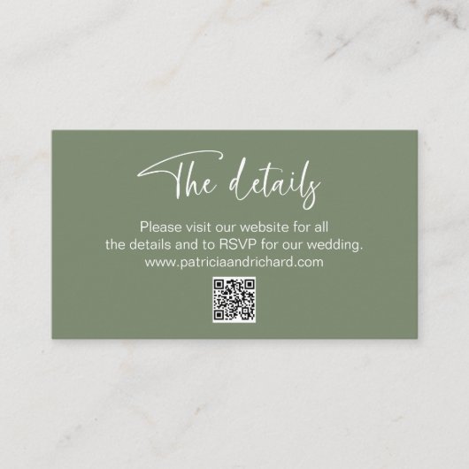 Uitnodiging voor bruiloft Details QR Online RSVP Informatiekaartje (Voorkant)
