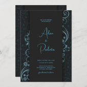 Uitnodiging voor bruiloft, Donker thema en Wit the (Voorkant / Achterkant)