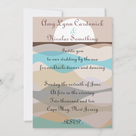 Uitnodiging voor bruiloft door Zee Ocean Beach (Voorkant)