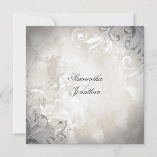 Uitnodiging voor bruiloft Elegant  Foliage & Swirl (Voorkant)