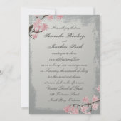 Uitnodiging voor bruiloft - Elegant Grey Cherry Bl (Achterkant)