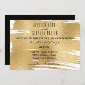 Uitnodiging voor bruiloft Elegant in zwart en goud (Voorkant / Achterkant)