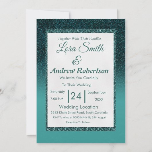 Uitnodiging voor bruiloft | Elegant peace ock Glit (Voorkant)