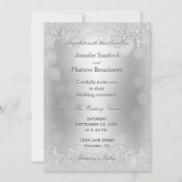 Uitnodiging voor bruiloft Elegant Silver Faux Glit