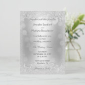 Uitnodiging voor bruiloft Elegant Silver Faux Glit (Staand voorkant)