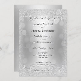 Uitnodiging voor bruiloft Elegant Silver Faux Glit