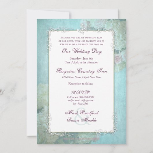 Uitnodiging voor bruiloft, elegante Floral, vlinde (Achterkant)