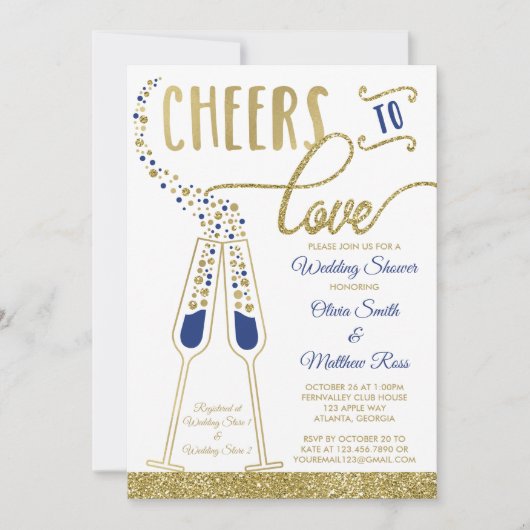 Uitnodiging voor bruiloft, Faux Glitter/Folie (Voorkant)