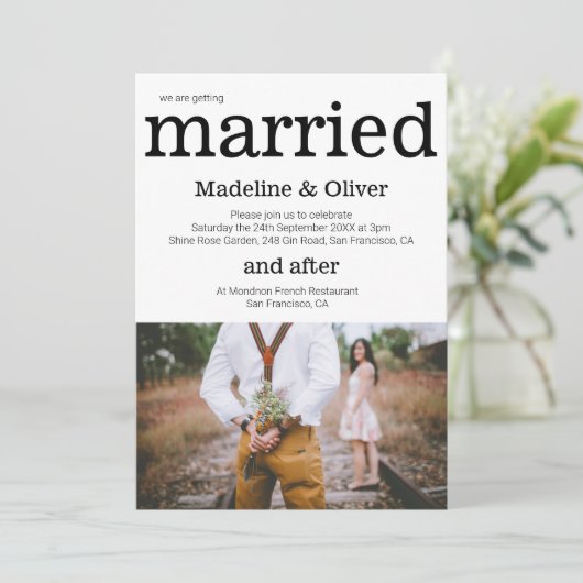 Uitnodiging voor bruiloft Foto Moderne Uitnodiging (Staand voorkant)