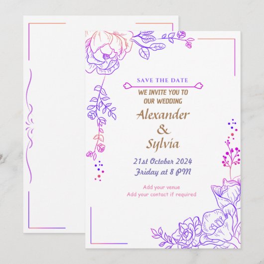 Uitnodiging voor bruiloft - Gelukkig ooit na Uitno (Voorkant / Achterkant)