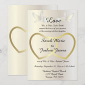 Uitnodiging voor bruiloft - Golden Hearts thema (Voorkant / Achterkant)