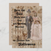 Uitnodiging voor bruiloft Halloween in Tan (Voorkant / Achterkant)