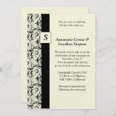  uitnodiging voor bruiloft in Black en Cream Damas (Voorkant / Achterkant)