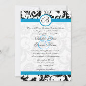 Uitnodiging voor bruiloft in Bright Aqua Damask Sw (Voorkant)