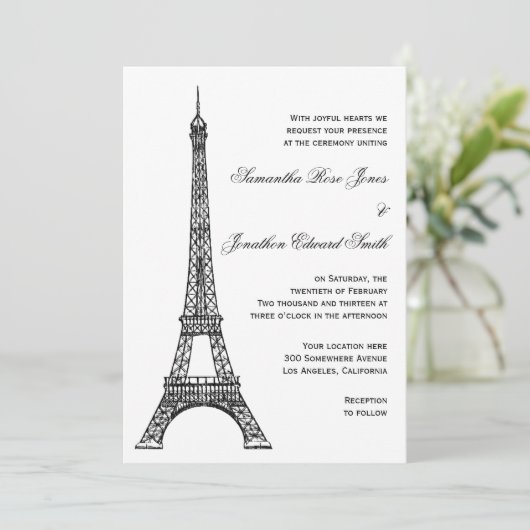 Uitnodiging voor bruiloft in de ridderriviertoren (Staand voorkant)