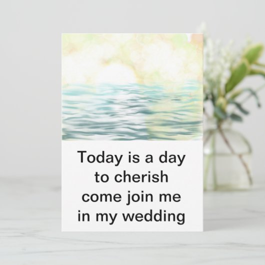 Uitnodiging voor bruiloft in het Lake-ontwerp (Staand voorkant)