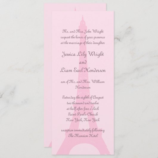  uitnodiging voor bruiloft in Parijs (Voorkant / Achterkant)