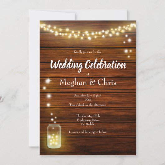 Uitnodiging voor bruiloft in Rustic Country Weddin (Voorkant)