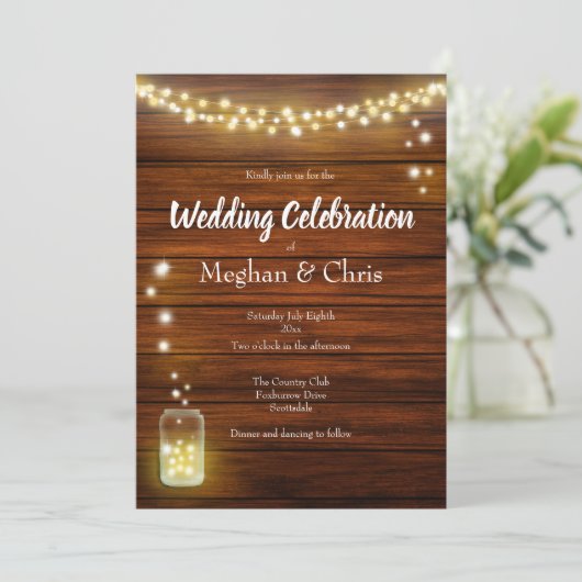 Uitnodiging voor bruiloft in Rustic Country Weddin (Staand voorkant)