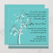 Uitnodiging voor bruiloft in Turquoise (Voorkant / Achterkant)