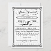 Uitnodiging voor bruiloft in zwart-wit Poster (Voorkant)