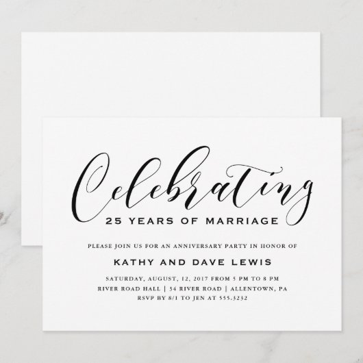 Uitnodiging voor bruiloft Jubileum (Voorkant / Achterkant)